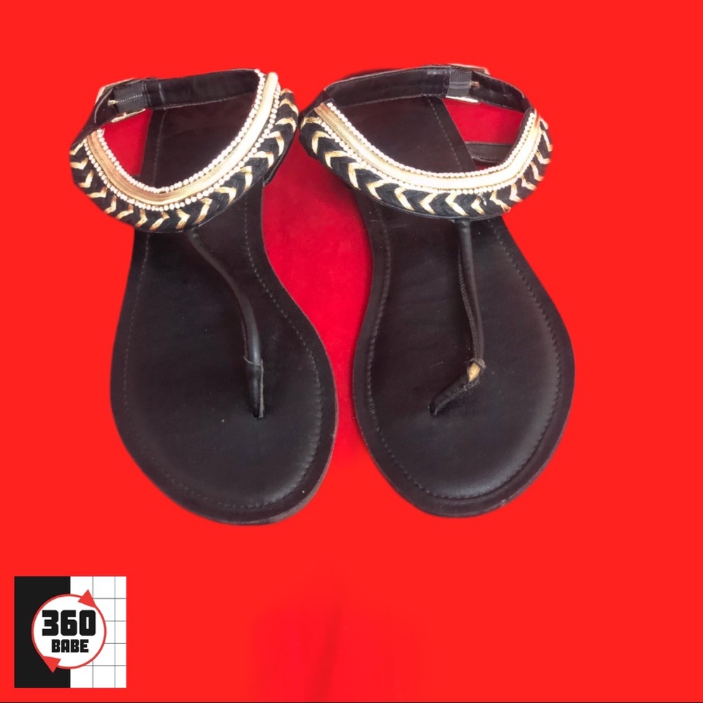 Fergalicious Black and Gold Studded Sandal